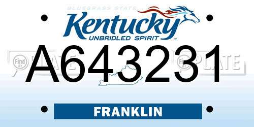 A643231 Kentucky License Plate