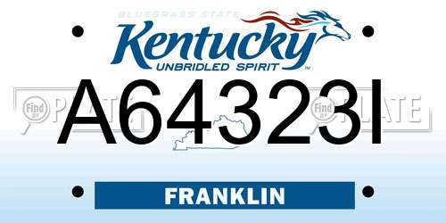 A64323I Kentucky License Plate