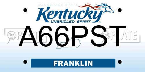 A66PST Kentucky License Plate