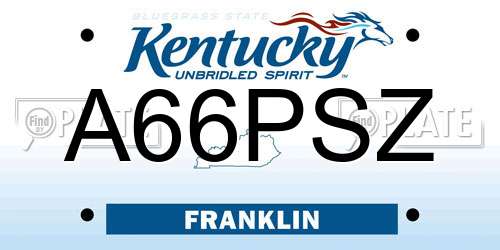 A66PSZ Kentucky License Plate