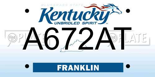 A672AT Kentucky License Plate