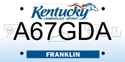 A67GDA Kentucky License Plate