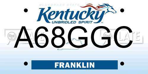 A68GGC Kentucky License Plate