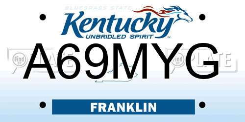 A69MYG Kentucky License Plate