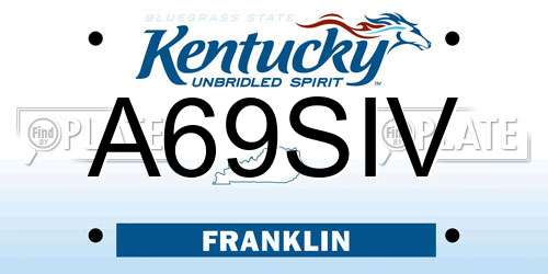 A69SIV Kentucky License Plate