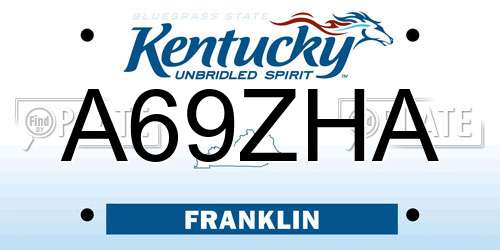 A69ZHA Kentucky License Plate