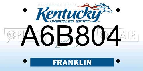 A6B804 Kentucky License Plate