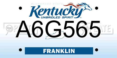 A6G565 Kentucky License Plate