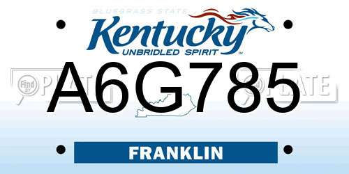 A6G785 Kentucky License Plate