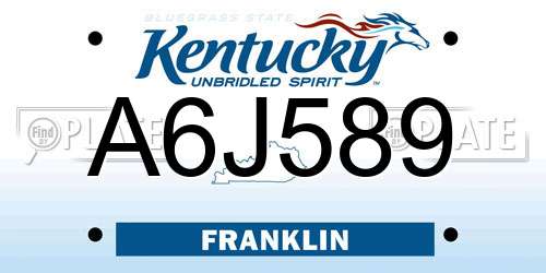 A6J589 Kentucky License Plate
