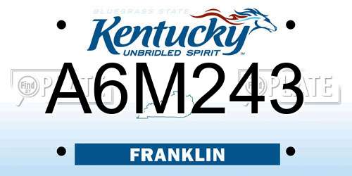 A6M243 Kentucky License Plate
