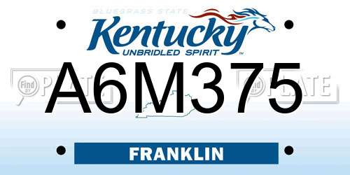 A6M375 Kentucky License Plate