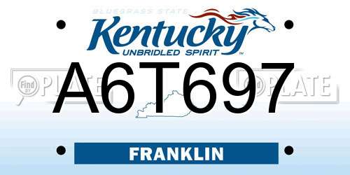 A6T697 Kentucky License Plate