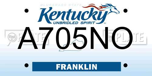 A705NO Kentucky License Plate