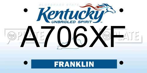 A706XF Kentucky License Plate