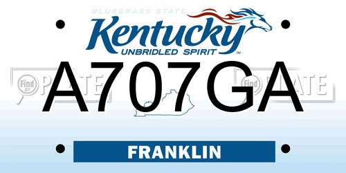A707GA Kentucky License Plate