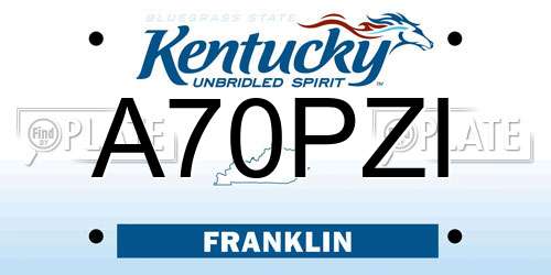 A70PZI Kentucky License Plate