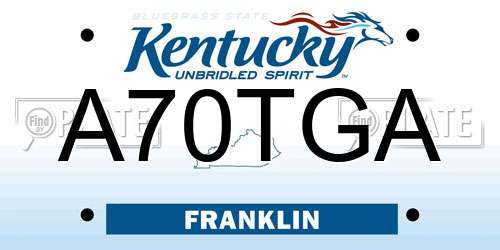A70TGA Kentucky License Plate