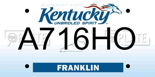 A716HO Kentucky License Plate