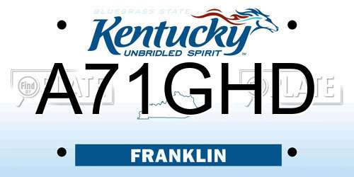 A71GHD Kentucky License Plate