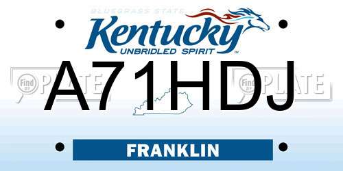 A71HDJ Kentucky License Plate