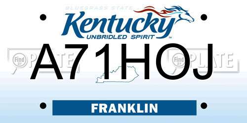 A71HOJ Kentucky License Plate