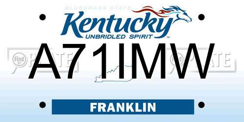 A71IMW Kentucky License Plate