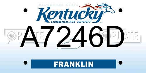 A7246D Kentucky License Plate