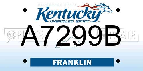 A7299B Kentucky License Plate