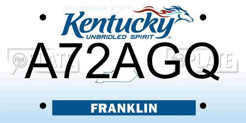 A72AGQ Kentucky License Plate