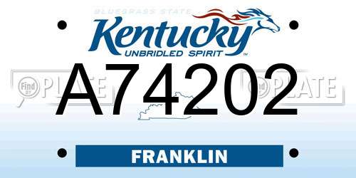 A74202 Kentucky License Plate