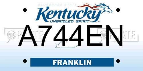 A744EN Kentucky License Plate