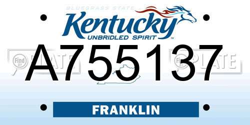 A755137 Kentucky License Plate