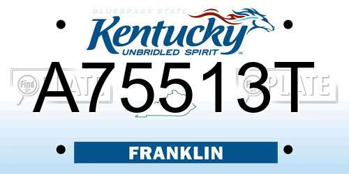 A75513T Kentucky License Plate