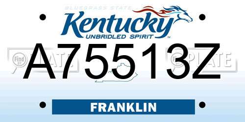 A75513Z Kentucky License Plate