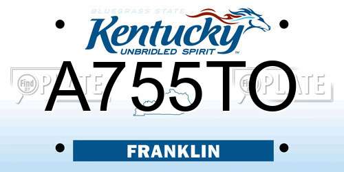 A755TO Kentucky License Plate
