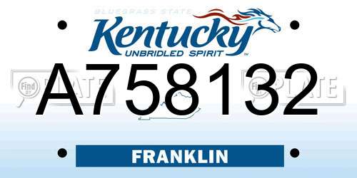 A758132 Kentucky License Plate