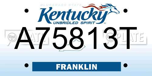 A75813T Kentucky License Plate
