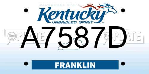 A7587D Kentucky License Plate