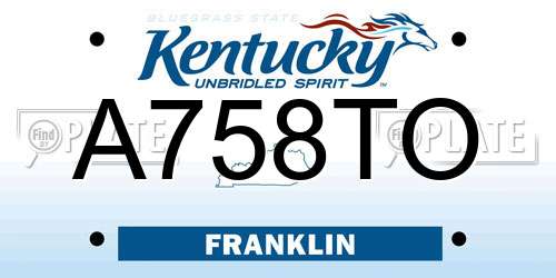 A758TO Kentucky License Plate