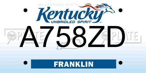 A758ZD Kentucky License Plate