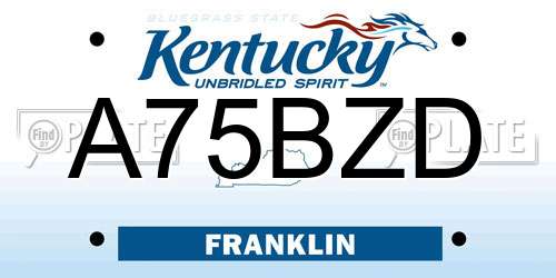 A75BZD Kentucky License Plate