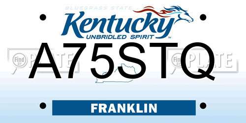 A75STQ Kentucky License Plate