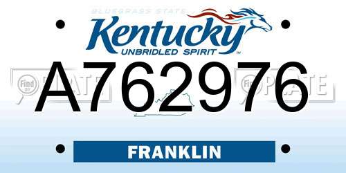 A762976 Kentucky License Plate