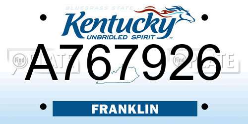 A767926 Kentucky License Plate