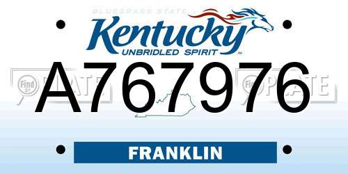 A767976 Kentucky License Plate