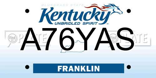 A76YAS Kentucky License Plate