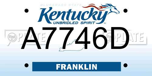 A7746D Kentucky License Plate