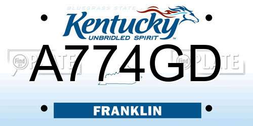 A774GD Kentucky License Plate