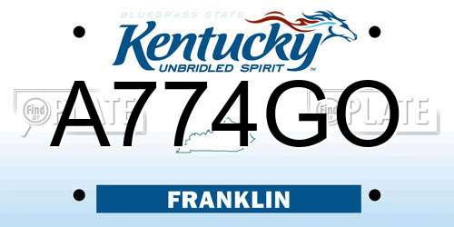 A774GO Kentucky License Plate